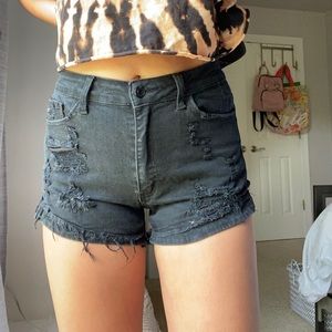 KanCan Black Distressed Shorts